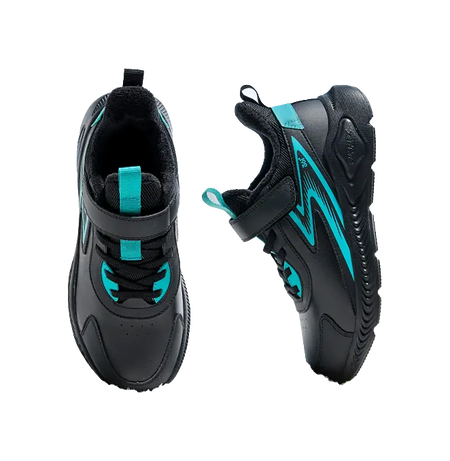 361°KIDS Synthetic Leather Slip Resistant Abrasion Resistant Low top Kids Running Shoes Black Green Kids  vjsneaker.com