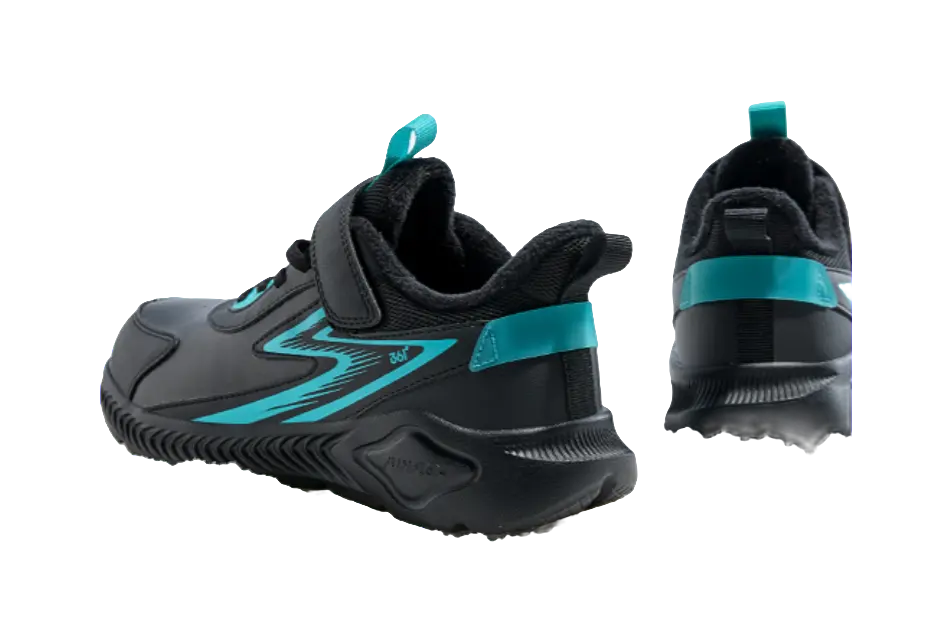 361°KIDS Synthetic Leather Slip Resistant Abrasion Resistant Low top Kids Running Shoes Black Green Kids  vjsneaker.com