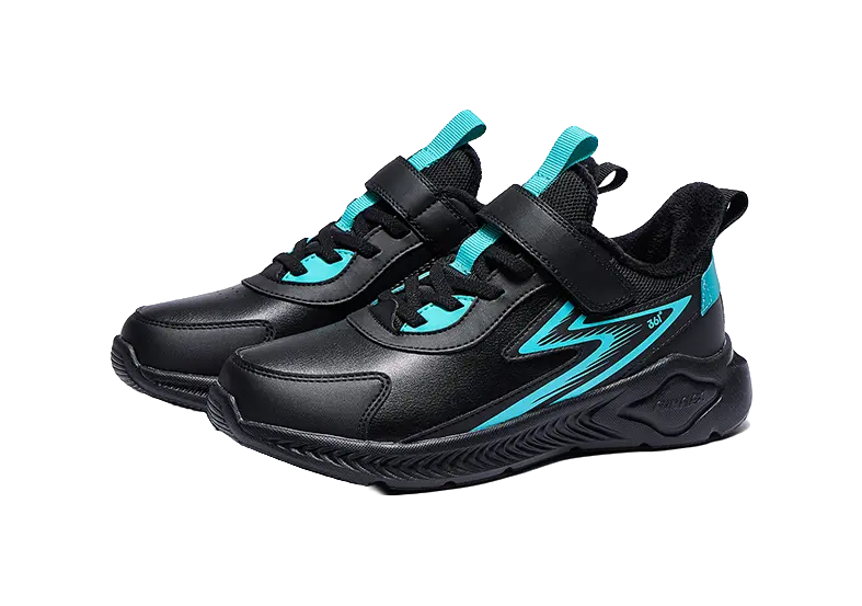 361°KIDS Synthetic Leather Slip Resistant Abrasion Resistant Low top Kids Running Shoes Black Green Kids  vjsneaker.com