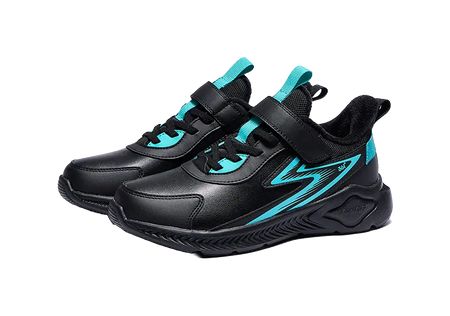 361°KIDS Synthetic Leather Slip Resistant Abrasion Resistant Low top Kids Running Shoes Black Green Kids  vjsneaker.com