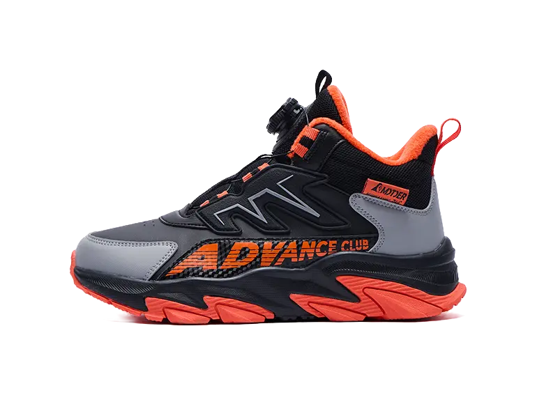 361°KIDS Synthetic Leather Slip Resistant Cushioning Abrasion Resistant Thermal Kids Lifestyle Shoes Black Gray Kids  VJSNEAKER