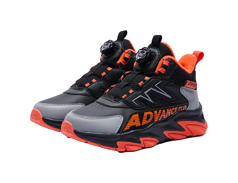 361°KIDS Synthetic Leather Slip Resistant Cushioning Abrasion Resistant Thermal Kids Lifestyle Shoes Black Gray Kids  vjsneaker.com