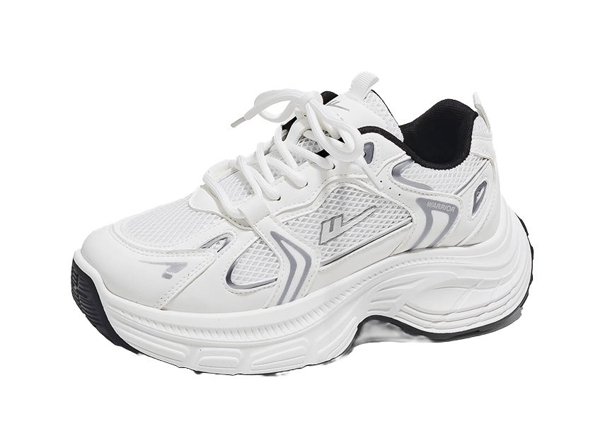 Warrior Cushioning And Breathable Low Top Chunky Sneakers Unisex White Dark Blue  vjsneaker.com