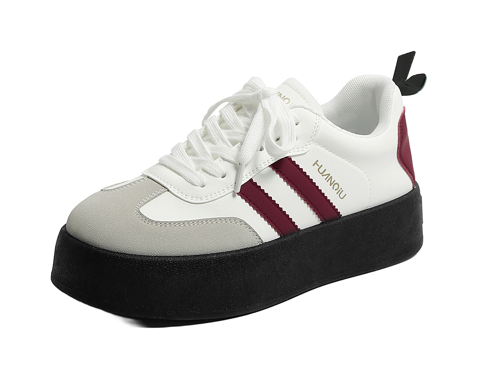 HUANQIU Slip Resistant Abrasion Resistant Low top Skateboard Shoes Women's White Red 