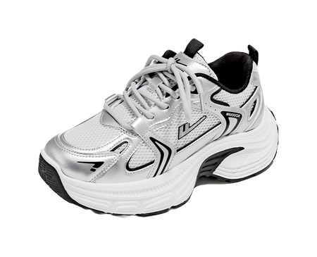 Warrior Cushioning And Breathable Low Top Chunky Sneakers Unisex White Dark Blue  vjsneaker.com