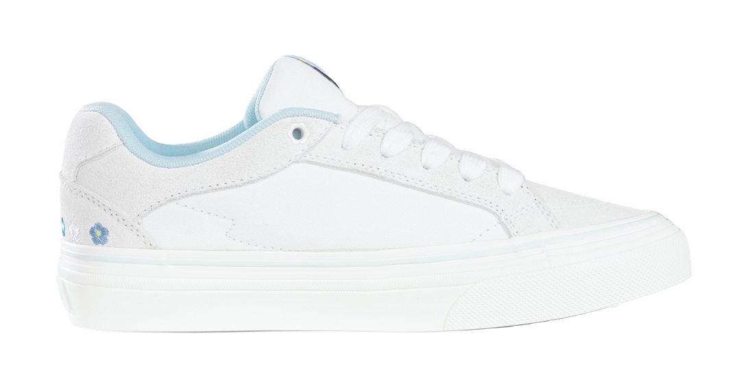 Ollieskate White Summer Flower Skateboard Shoes - Embroidered Floral Design  Lightweight & Versatile Unisex 