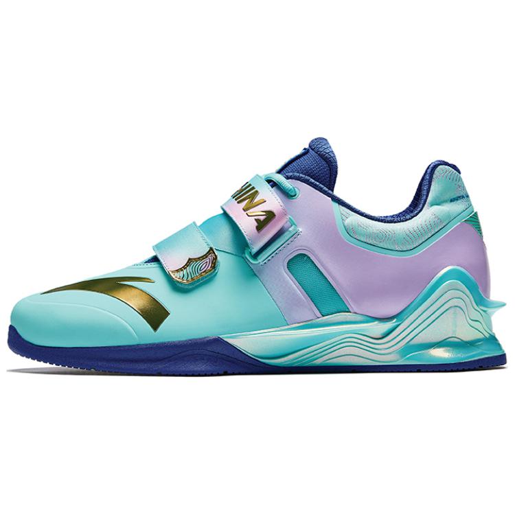 Anta Zhen Yue - Weightlifting Shoes Men‘s Blue Pink Gold Clear Water Blue Azure Stone Blue Sugar Powder Metallic Gold