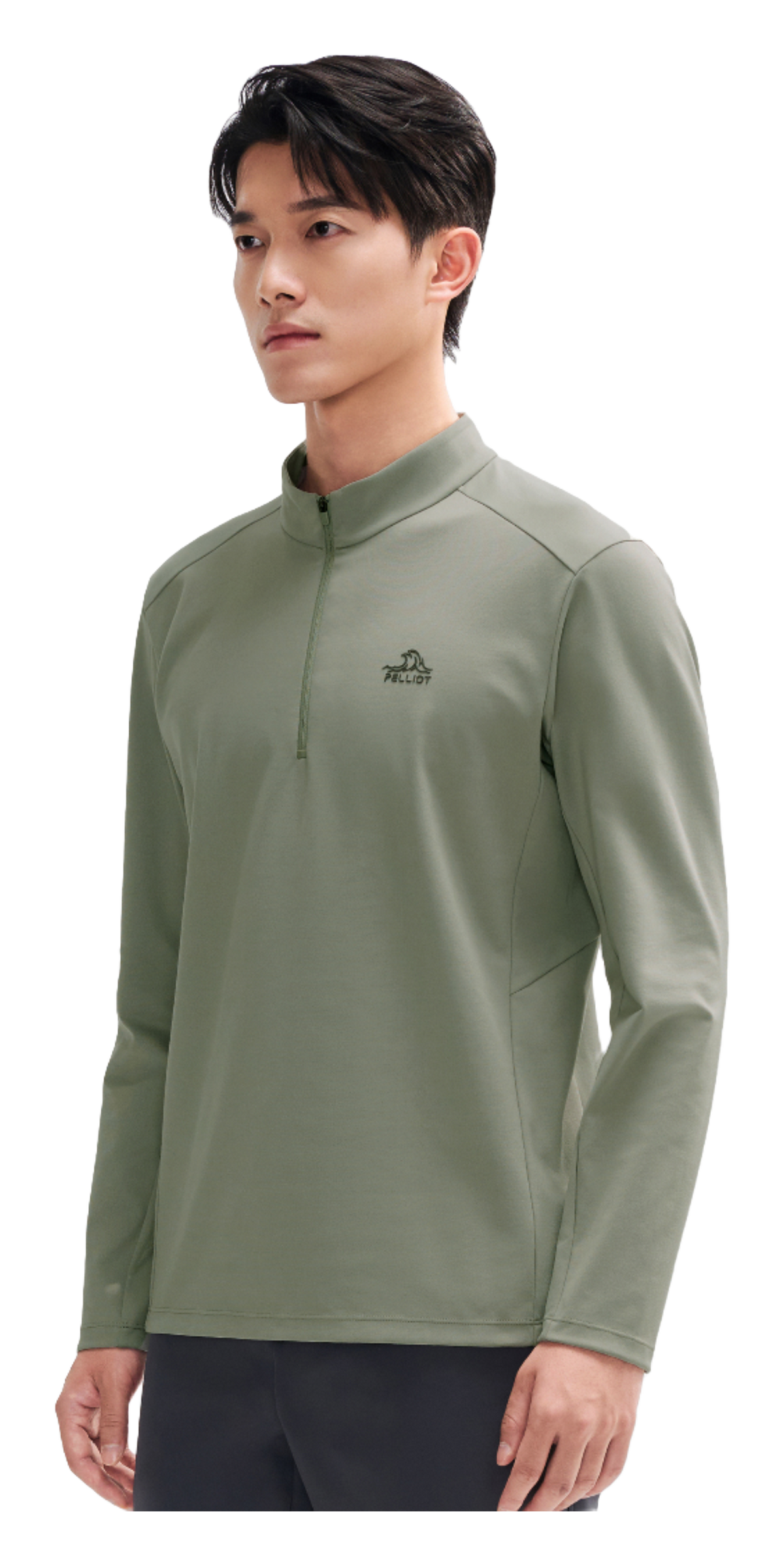 Boxi and PELLIOT outdoor long sleeved Polygiene antibacterial sports elastic top, casual, comfortable, skin friendly, warm, semi high neck sweatshirt, base T-shirt for men  vjsneaker.com