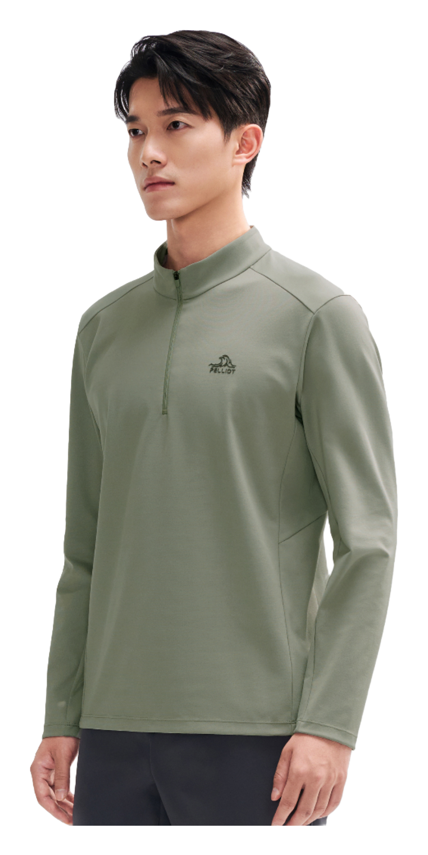 Boxi and PELLIOT outdoor long sleeved Polygiene antibacterial sports elastic top, casual, comfortable, skin friendly, warm, semi high neck sweatshirt, base T-shirt for men  vjsneaker.com