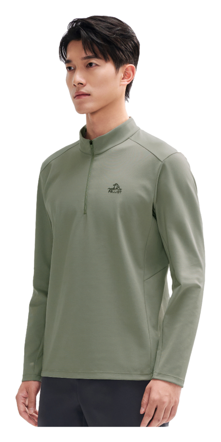 Boxi and PELLIOT outdoor long sleeved Polygiene antibacterial sports elastic top, casual, comfortable, skin friendly, warm, semi high neck sweatshirt, base T-shirt for men  vjsneaker.com