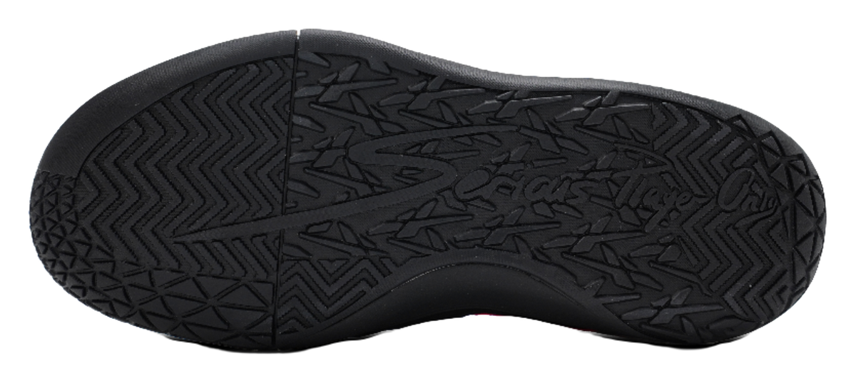 Black rubber outsole with zigzag and star tread pattern