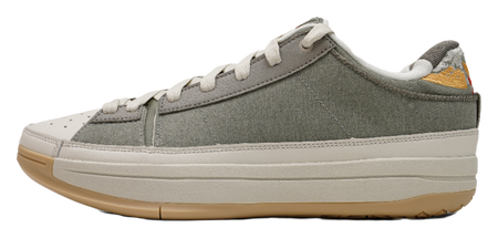 Unisex basketball shoes in olive fabric with white laces and gum rubber sole