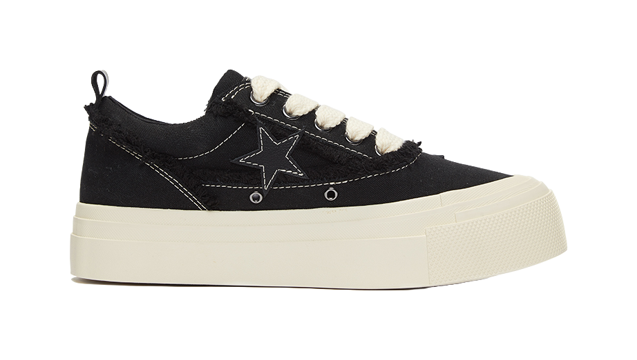 KAALIXTO S.L.U. Lows 'Black Leather' Stars Shoes Low top Canvas Shoes Unisex Black