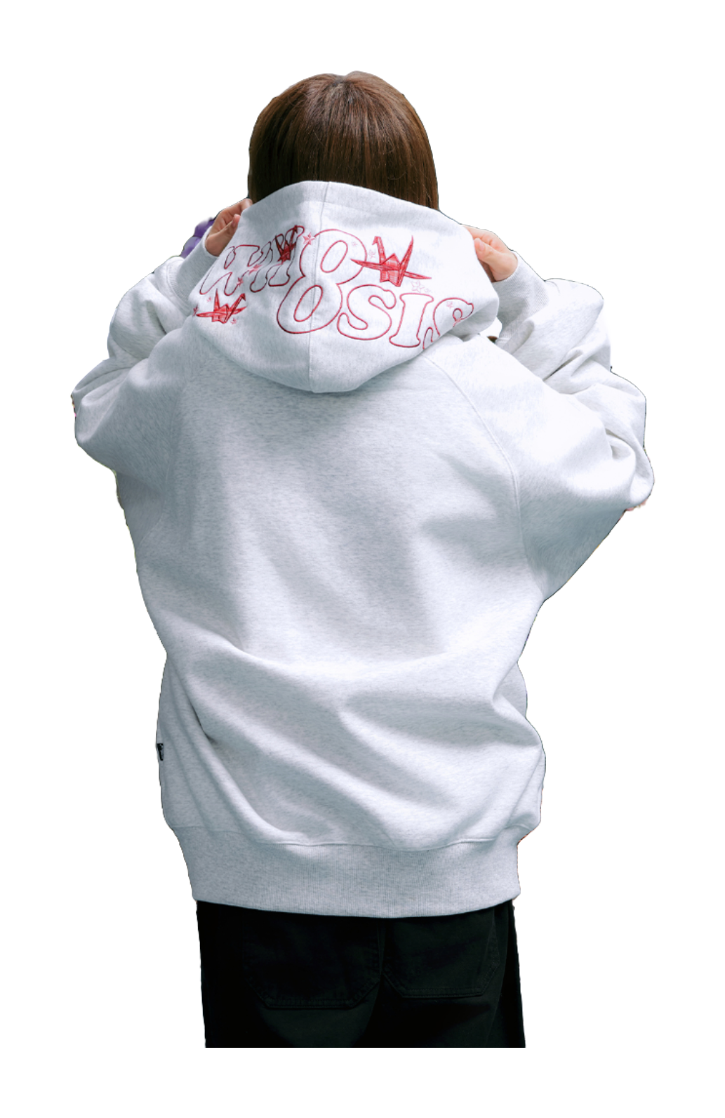 WHOOSIS Thousand Paper Crane Splicing Grid Casual Loose Plush Versatile Campus Hoodie Hoodie Sweatshirt Unisex  vjsneaker.com