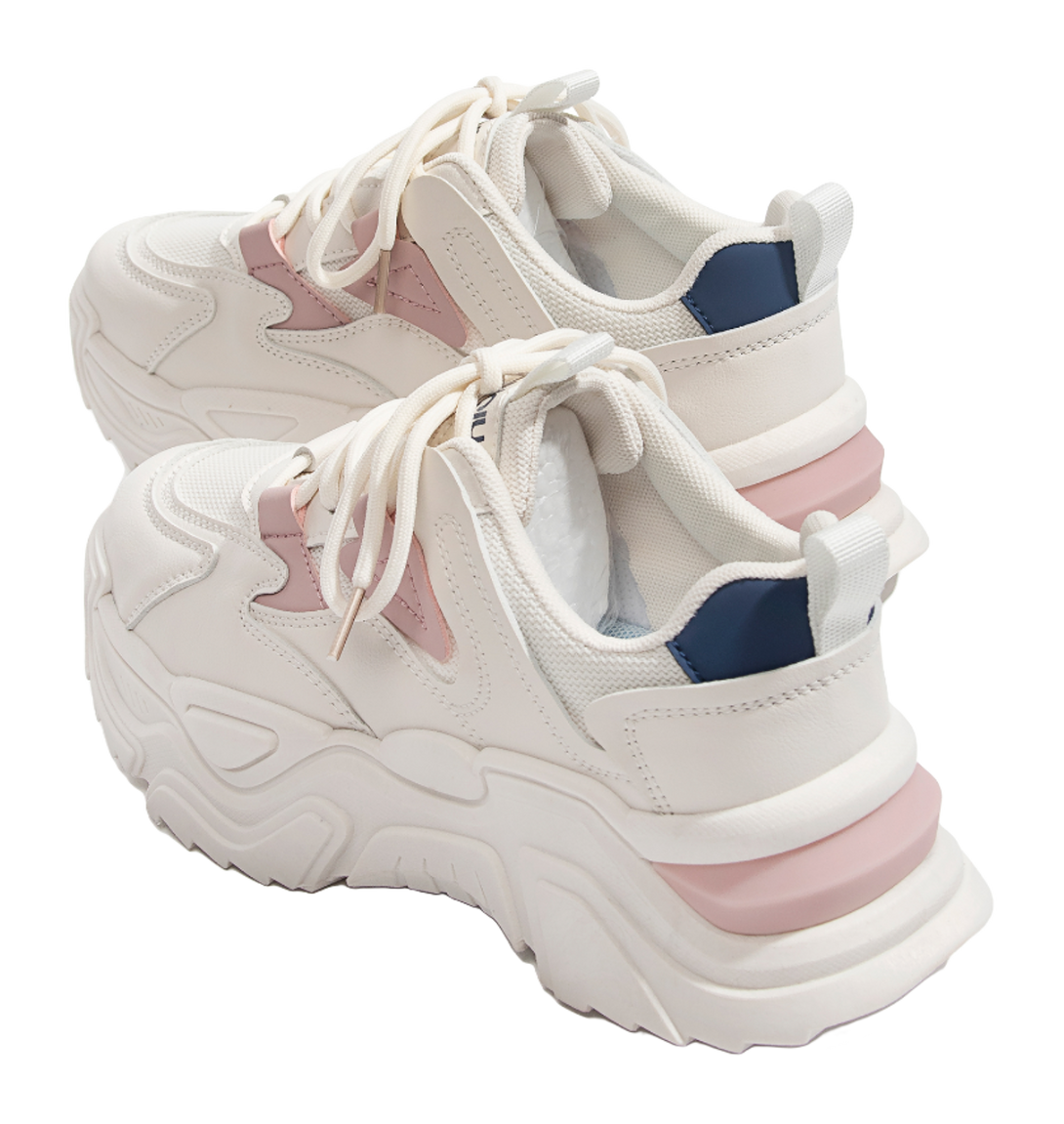 HUANQIU Casual Shoes Abrasion Resistant Breathable Coverage Height Increasing Thermal Low top Chunky Sneakers Women's 