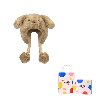 CMFY will move furry little dog ear hat, thick and cute windproof face enhancing little Lei Feng hat, polyester fiber wool hat, unisex couple's style  vjsneaker.com