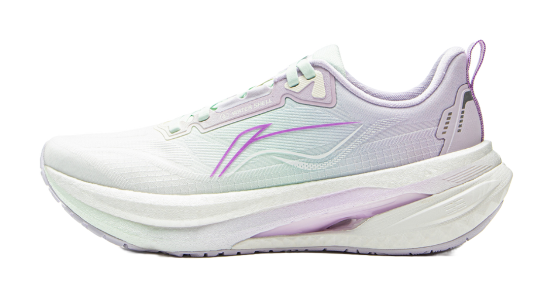 LiNing Shock Absorbers Slip Resistant Abrasion Resistant Breathable Low Top Running Shoes Women's White Purple 