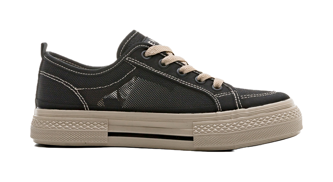 RENBEN Slip Resistant, Abrasion Resistant, Breathable Low top Canvas Shoes Unisex Black Brown 