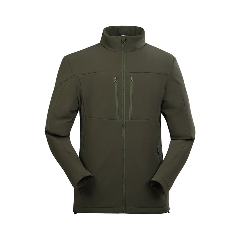 Cavalry green lightweight padded jacket, front view with full zipper