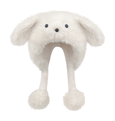 CMFY will move furry little dog ear hat, thick and cute windproof face enhancing little Lei Feng hat, polyester fiber wool hat, unisex couple's style  vjsneaker.com