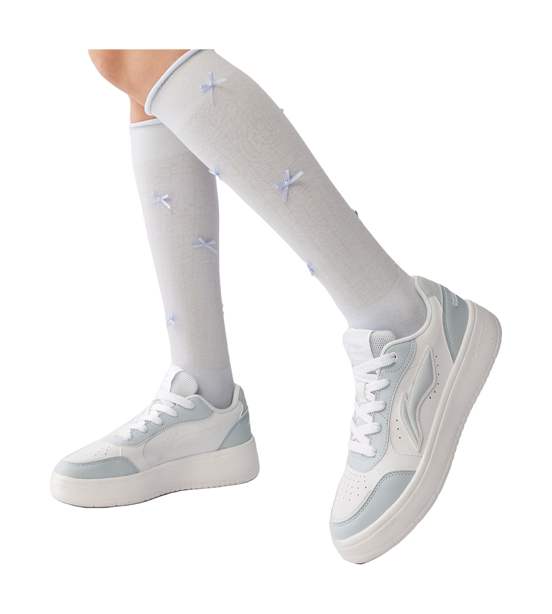 LiNing Yuanbao Pure Anti-Slip And Wear-Resistant Lightweight Low-Top Skateboard Shoes Women's White Blue 