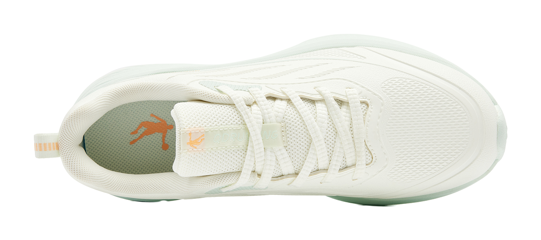 QIAODAN Running Shoes Women's Low top Ivory White, Snow Mist Green 