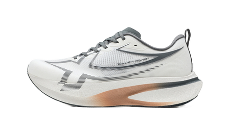 Xtep men's low-cut running shoes, sail white with charcoal gray accents, lace-up.