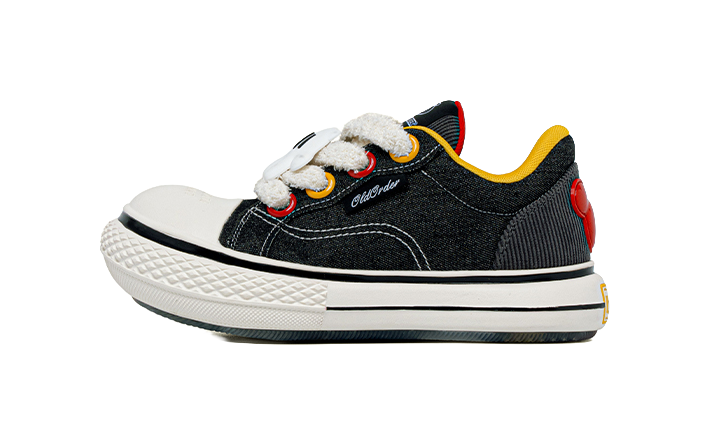 Disney x OLD ORDER Chunky Shoes Abrasion Resistant Height Increasing Low top Canvas Shoes Unisex Black White 