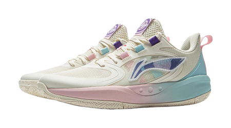 LINING YOUNG Solar Energy Pre Anti Slip Wear Resistant Low Top Childrens Basketball Shoes Ecru  VJSNEAKER