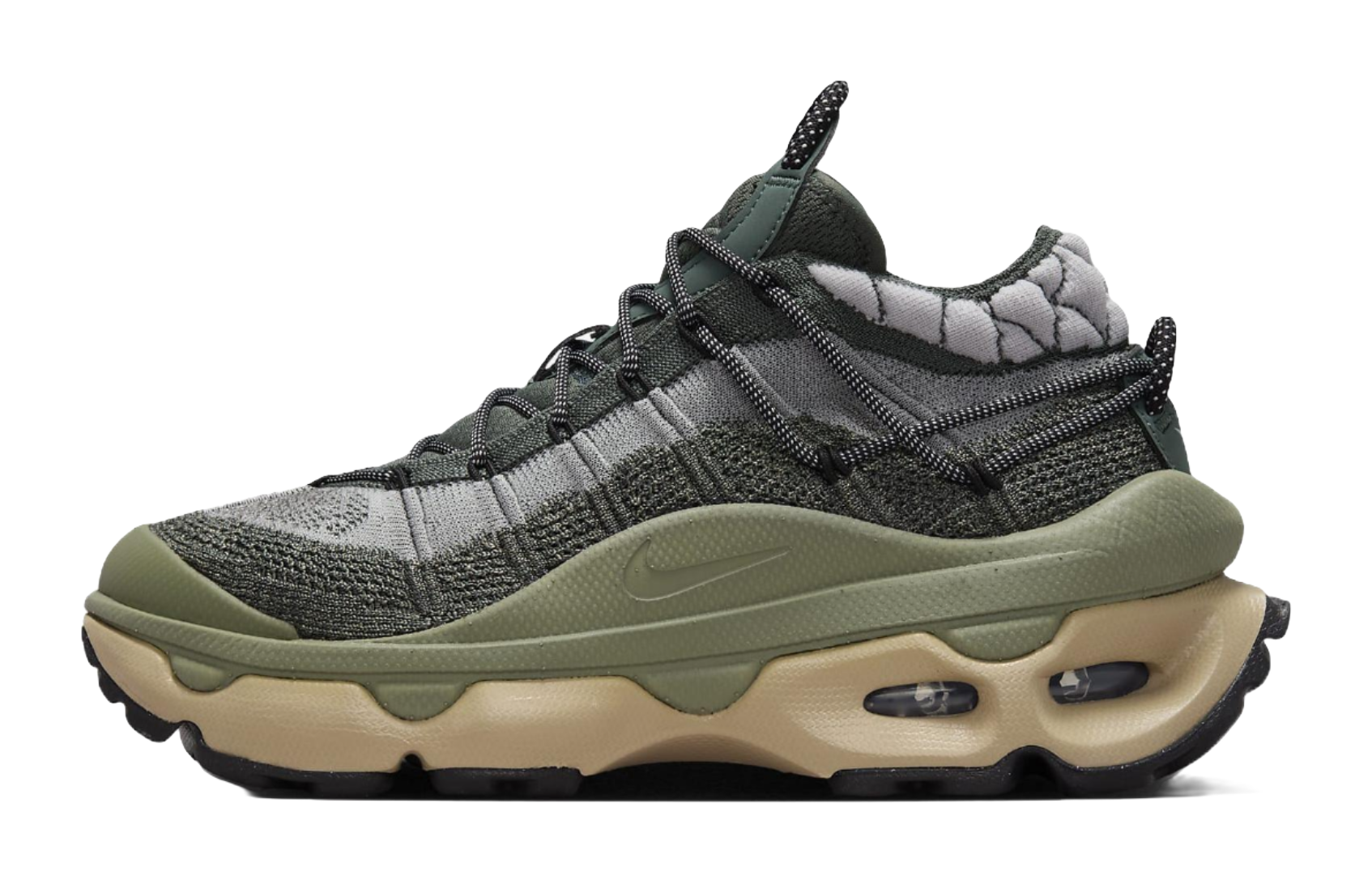 Nike Air Max Flyknit Venture Vintage Green Light Army Khaki Metallic Silver Womens  vjsneaker.com