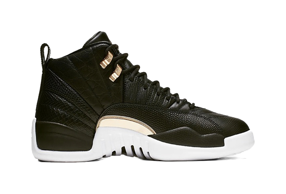Jordan 12 Retro Black Metallic Gold White Womens  vjsneaker.com