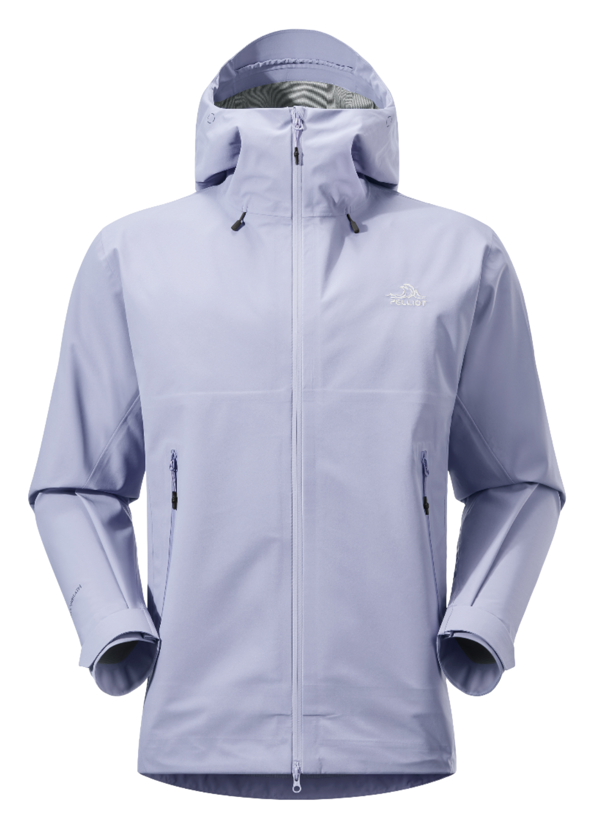 Unisex hard shell windbreaker jacket in light lavender with hood and full front zipper