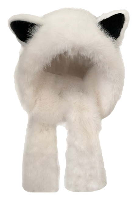 【 Warm Fox 】 IOTS Cute and Cute Fox Ear Two piece Set, Thickened and Warm, Essential for Cooling in Autumn and Winter, Polyester Fiber Woolen Hat for Women  vjsneaker.com