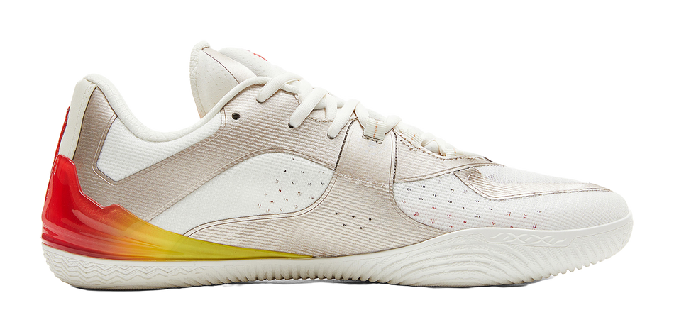 PEAK Cushioning Slip Resistant Abrasion Resistant Coverage Rebound Low top Basketball Shoes Mens Ivory Red  VJsneaker