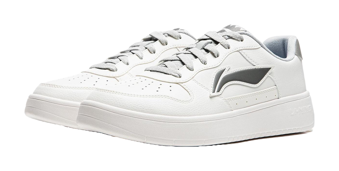 LiNing Pontoon Boats Slip Resistant Cushioning Abrasion Resistant Low Top Skateboard Shoes Men's White Gray 