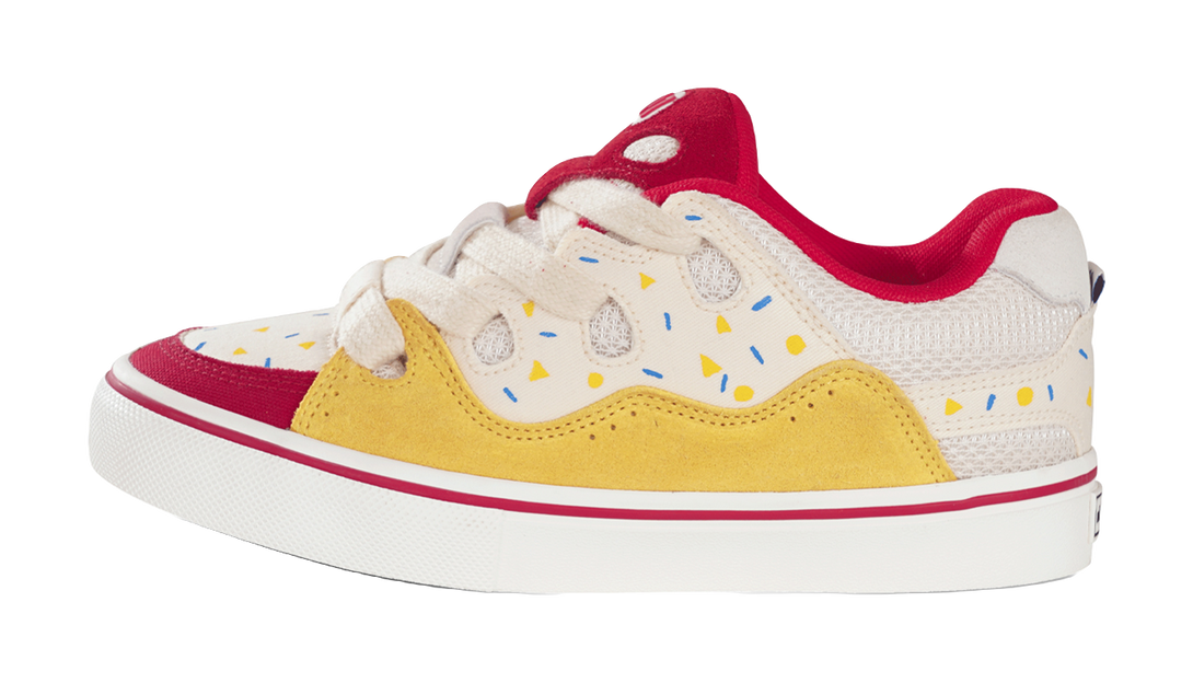 Ollieskate Slip Resistant, Abrasion Resistant, Lightweight Low top Skateboard Shoes Unisex Red Yellow 