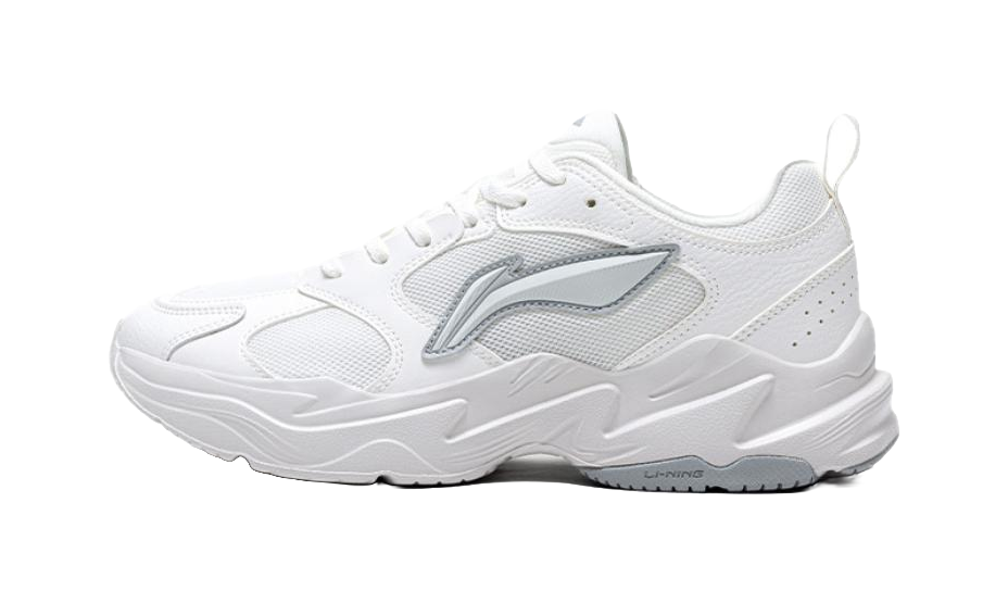 LiNing Pulse Shock Absorbers Slip Resistant Abrasion Resistant Low top Chunky Sneakers Men's Silver White 