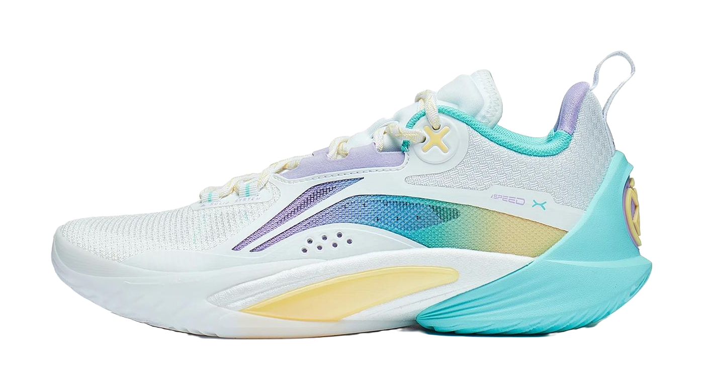 LiNing Speed 10 Cushioning, Slip Resistant, Abrasion Resistant, Breathable Low Top Basketball Shoes Mens White Purple  VJSNEAKER