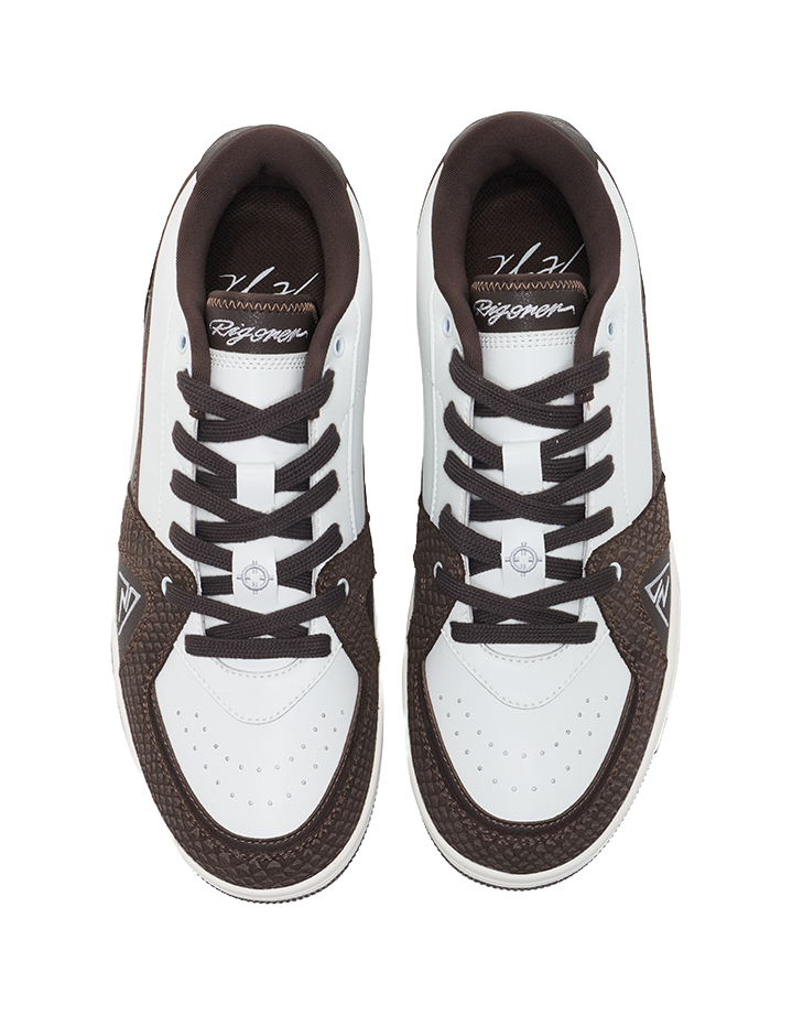 RIGORER Reaves Slip Resistant Breathable Abrasion Resistant Low top Thin Sole Skateboard Shoes Mens White Brown