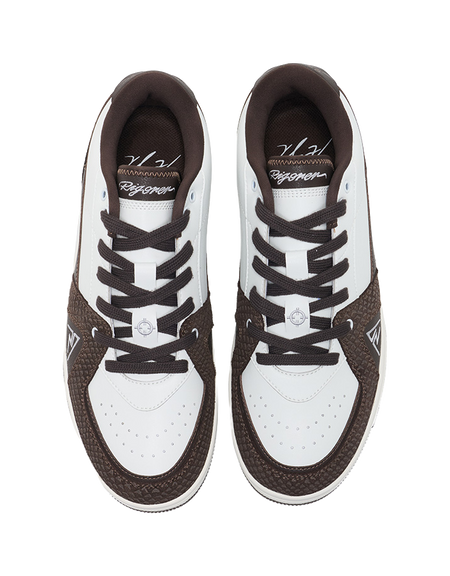 RIGORER Reaves Slip Resistant Breathable Abrasion Resistant Low top Thin Sole Skateboard Shoes Mens White Brown