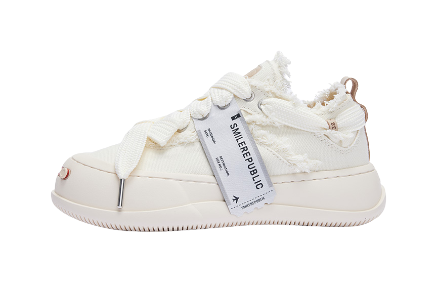 SMILEREPUBLIC Laugh Series Abrasion Resistant Lightweight Height Increasing Low top Canvas Shoes Unisex Native White 