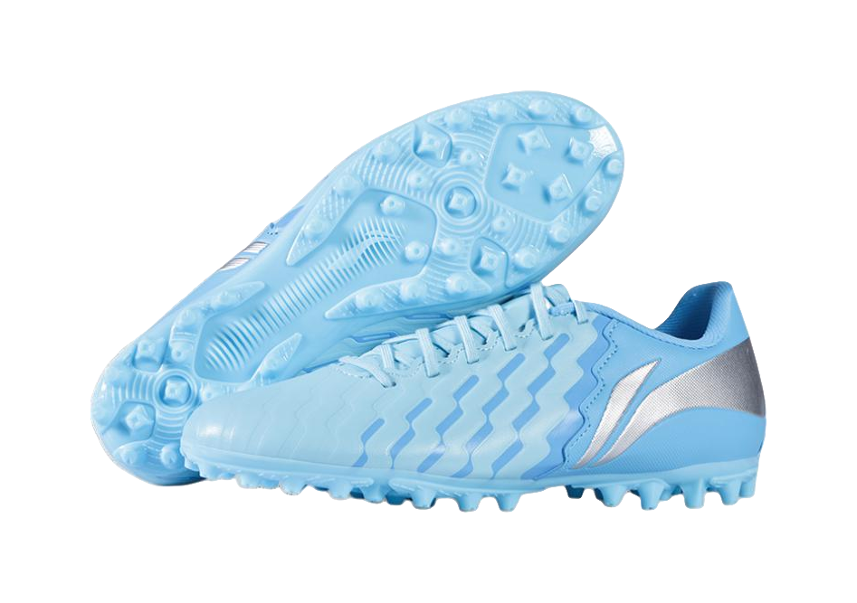 LINING YOUNG Slip Resistant Cushioning Abrasion Resistant Breathable Low top Soccer Shoes Xinjiang Blue Kids  VJSNEAKER