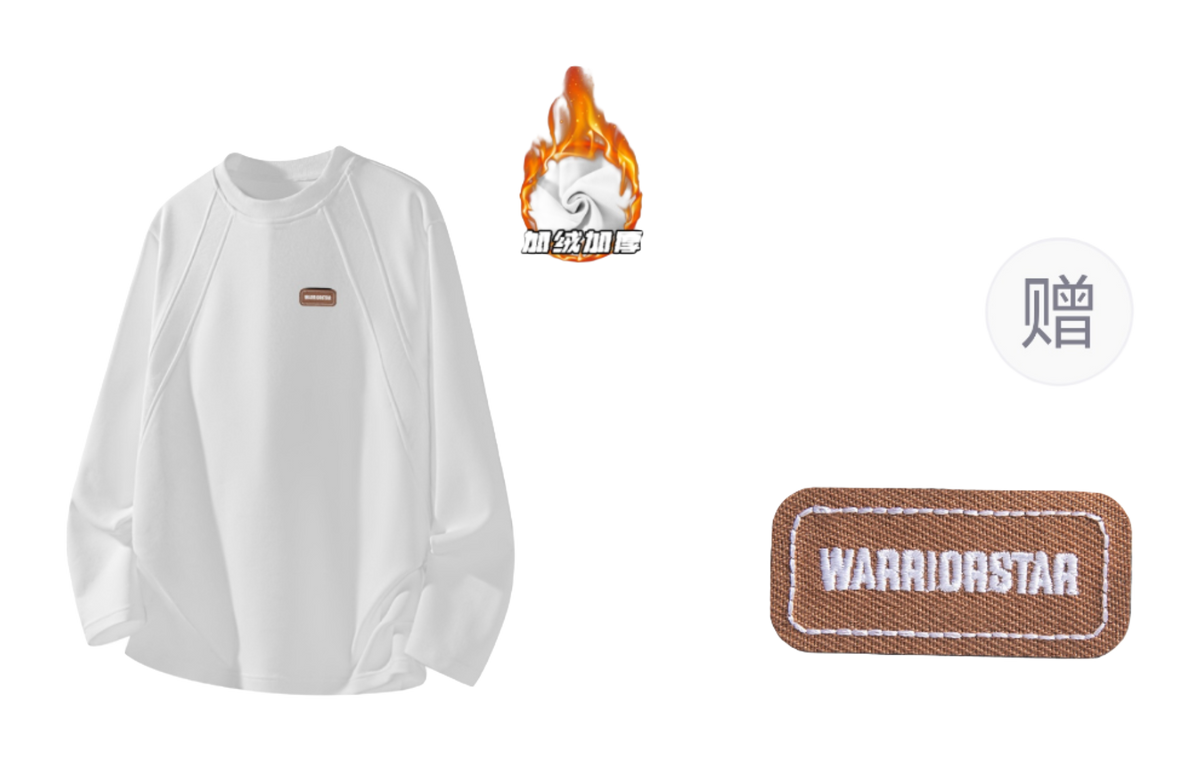 Warrior Power Simple Design Sense Autumn and Winter Plush Shoulder Hoodie Loose Inner Bottom Shirt Casual Fashion Trend Versatile Long Sleeve T-shirt Unisex  vjsneaker.com