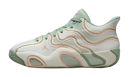 Jordan Tatum 3 Slip Resistant Abrasion Resistant Mid top Childrens Basketball Shoes Beige Green Unisex  vjsneaker.com