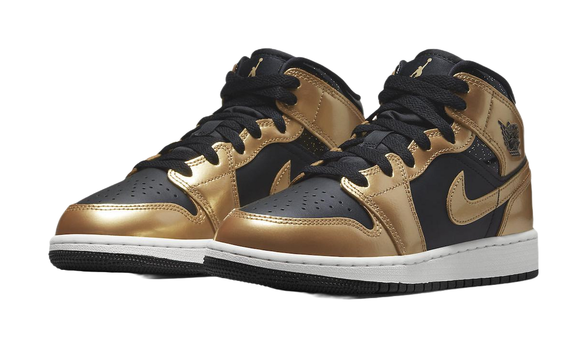 Jordan 1 Mid SE Metallic Gold Black GS  vjsneaker.com