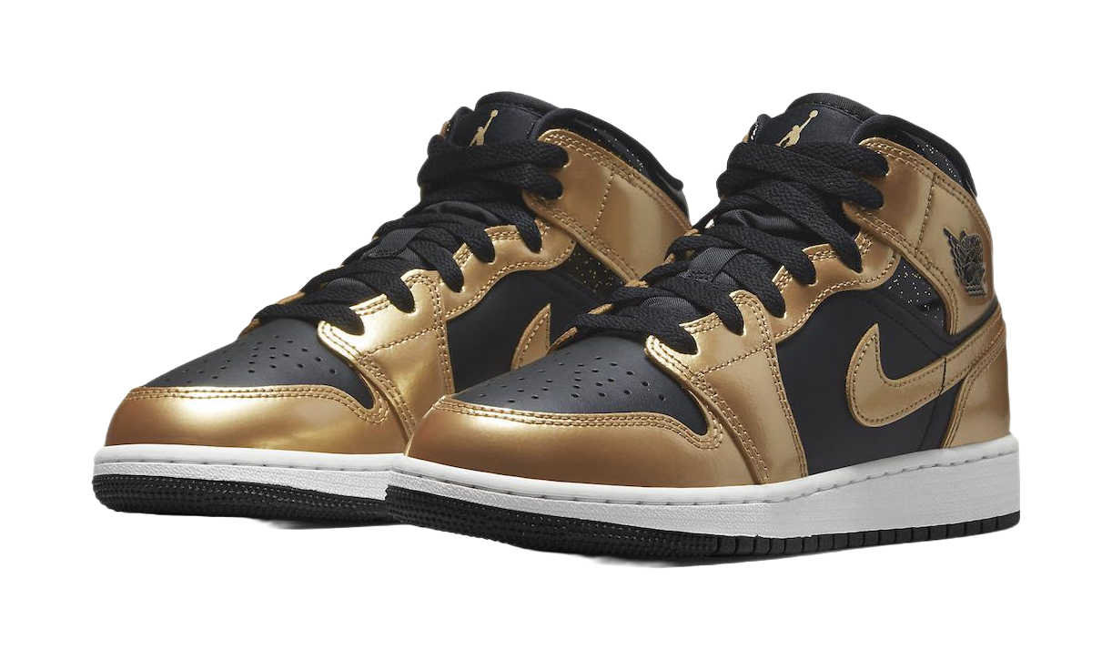 Jordan 1 Mid SE Metallic Gold Black GS  vjsneaker.com
