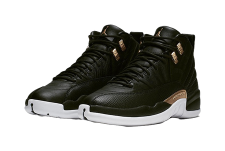 Jordan 12 Retro Black Metallic Gold White Womens  vjsneaker.com