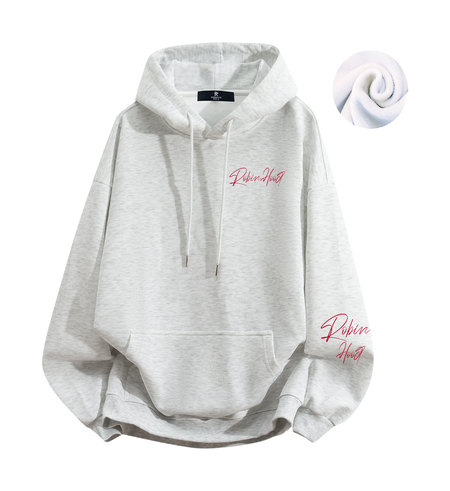 Robin Hood American Hoodie with Velvet Thick Letter Signature Personalized Style Design Feel Loose and Casual Versatile Student Party Lazy Style Hoodie for Women  vjsneaker.com