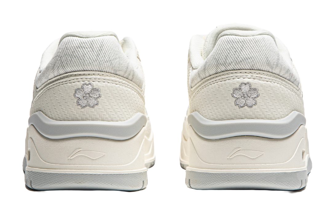 LiNing Moon White 2.0 Anti Slip Wear Resistant Breathable Height Increasing Low Top Skateboard Shoes Women's Ecru 