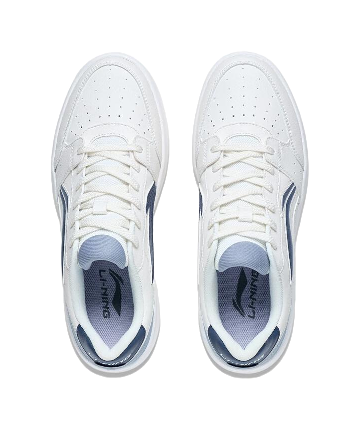 LiNing Yuanbao Men's Low-Top Skateboard Shoes - Casual Thick-Soled Sneakers with Height Increase & Shock Absorption White Blue 